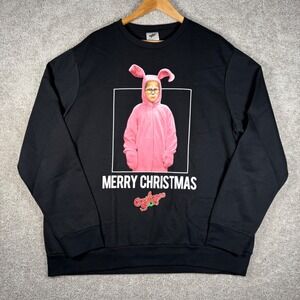 A Christmas Story Ralphie Pink Bunny Suit‎ Pajamas Merry Christmas Sweatshirt XL